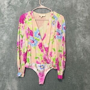 Rococo Sand Bodysuit XS Women's‎ Floral Long Sleeve Vneck
